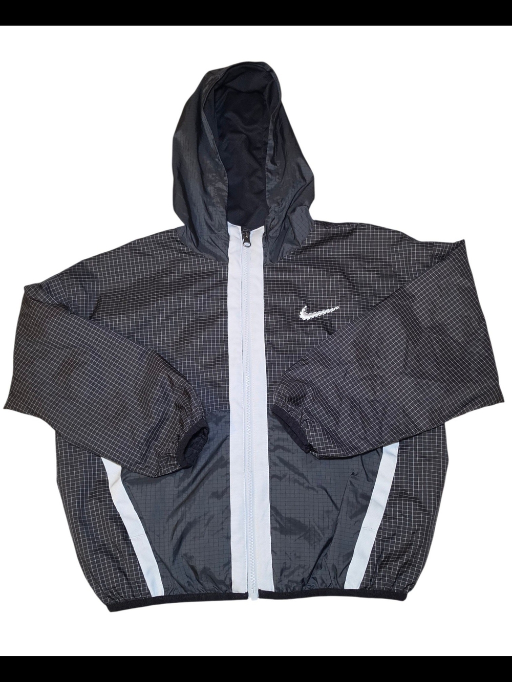 Nike Black and White Kids Hooded Windbreaker Size M